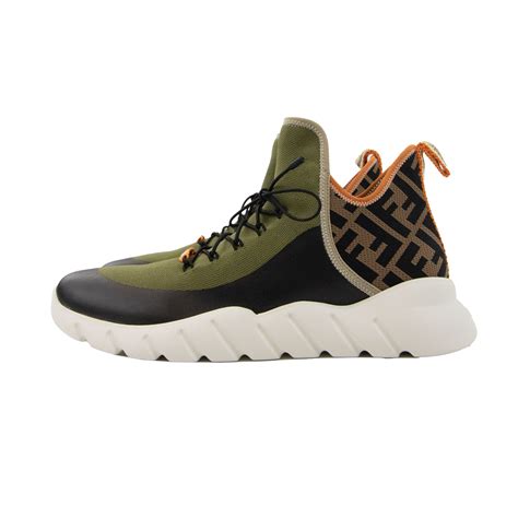 fendi sock shoes brown|Fendi knit high top sneakers.